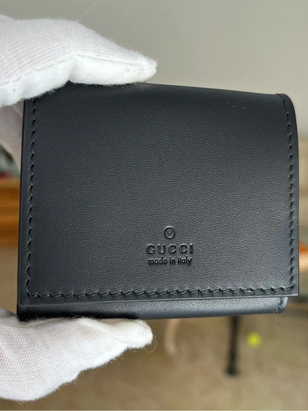 Gucci Blooms Black Leather Green Floral Jewelry AirPod Coin Case BNWB Shop Card